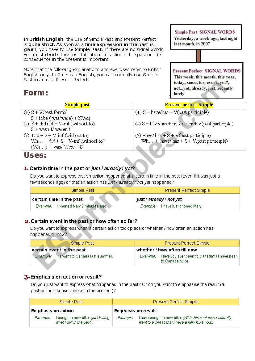 present perfect vs past simple