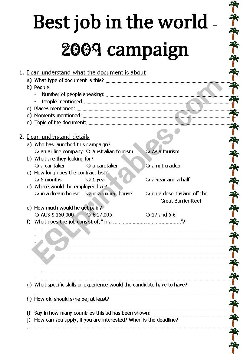 Best job in the world campaign
