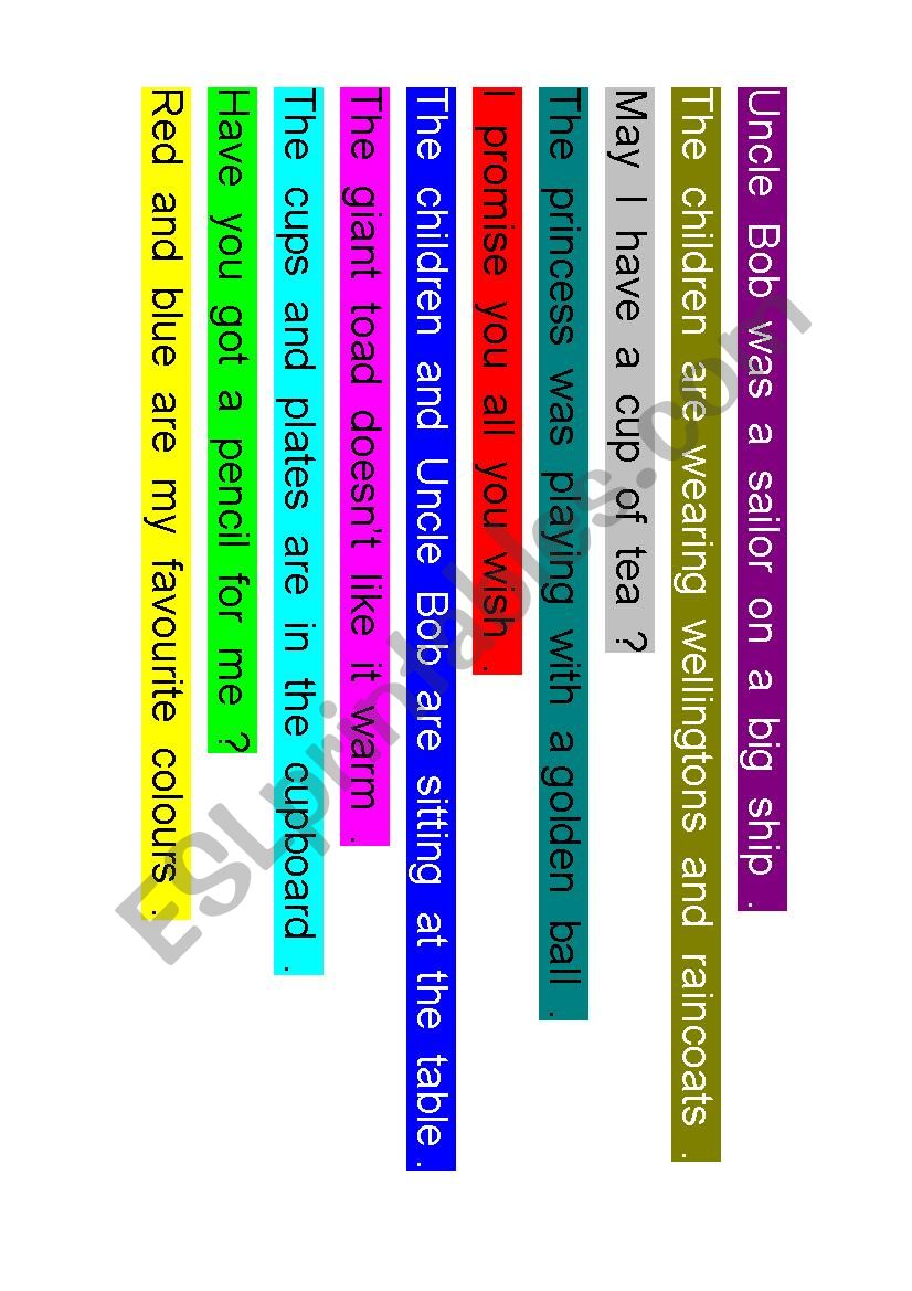 Word order sentences worksheet