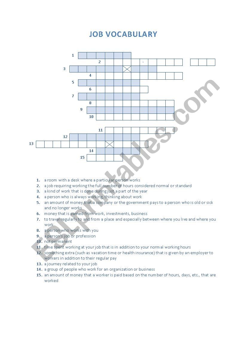 JOB VOCABULARY worksheet