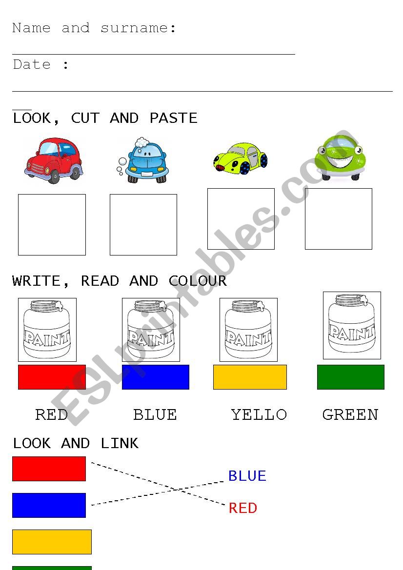 colours worksheet