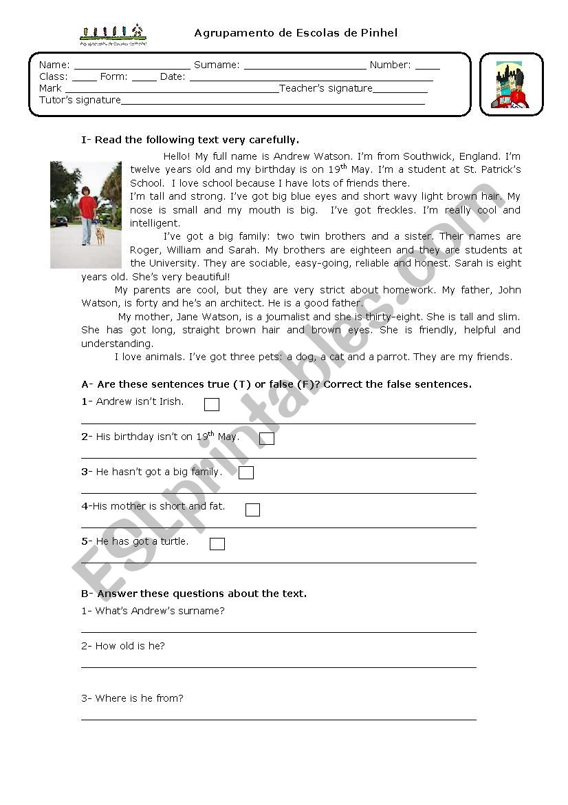 Describing people worksheet