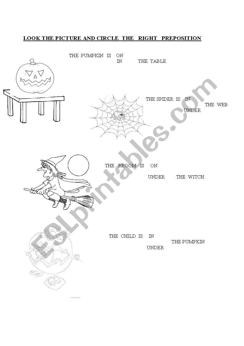 preposition of place worksheet