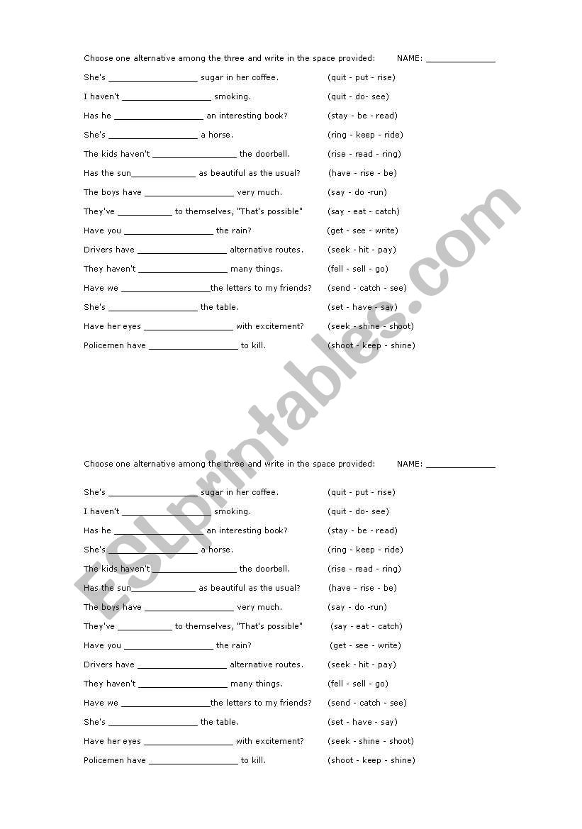 Exercises - Present Perfect worksheet