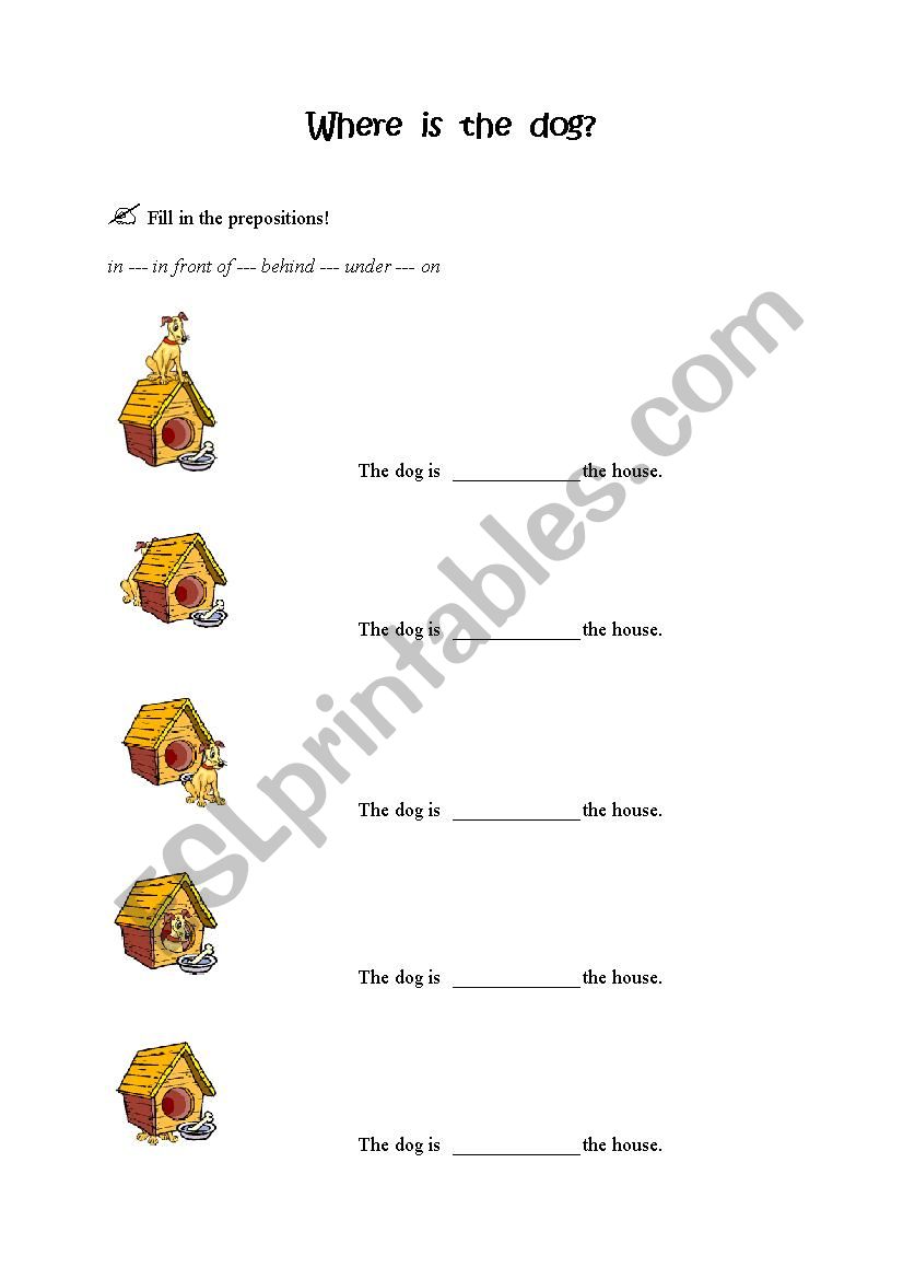 Where is the dog? worksheet