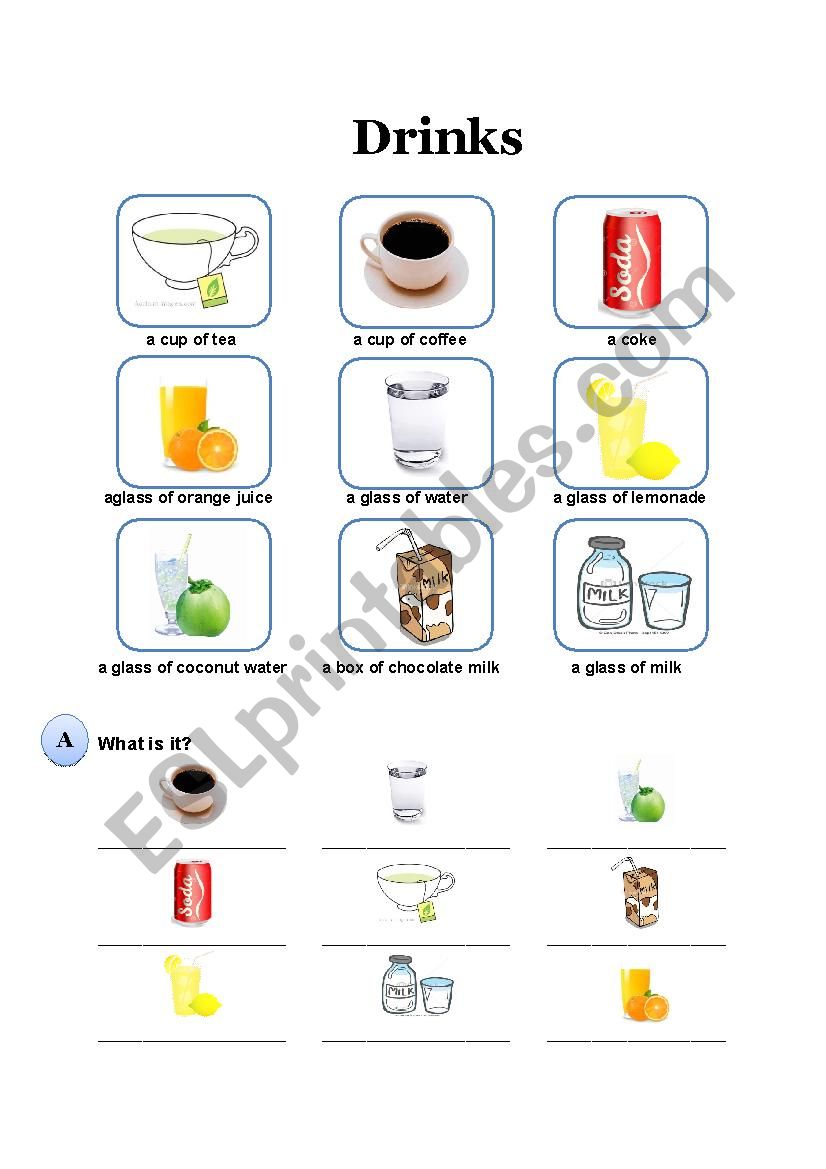 Drinks worksheet