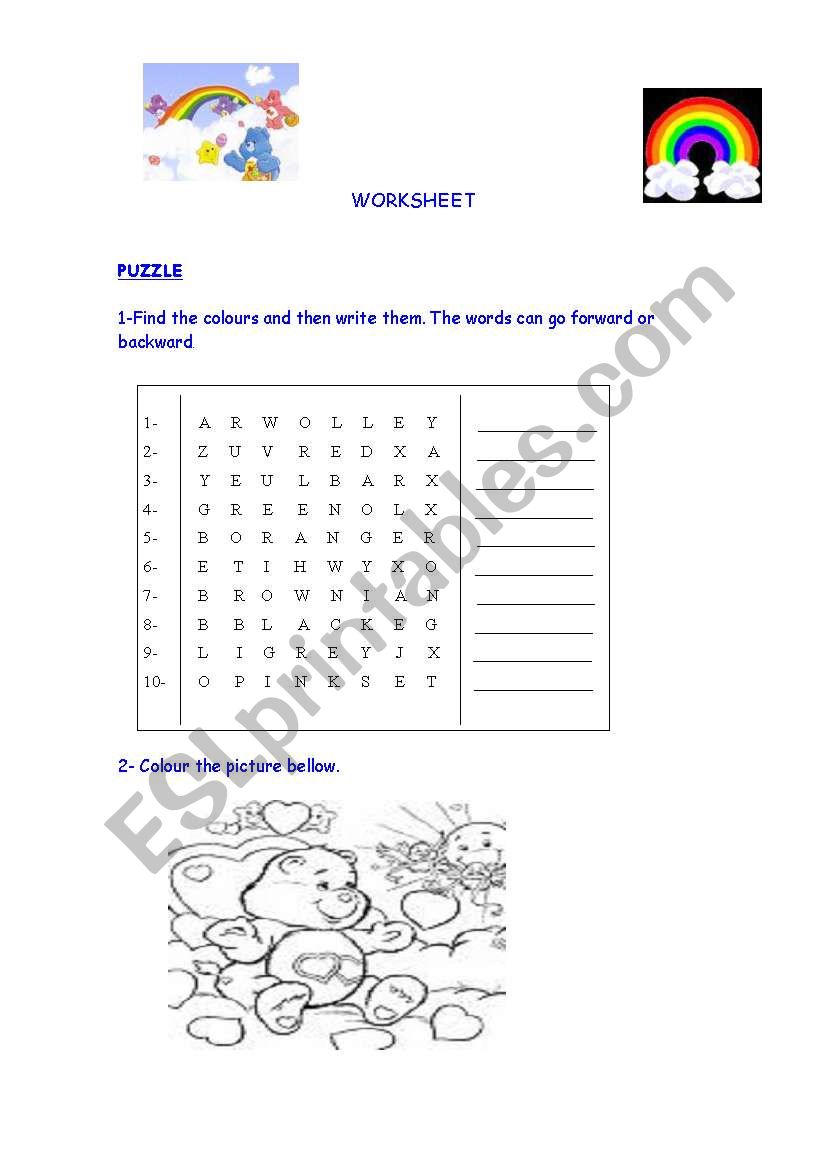 colours worksheet