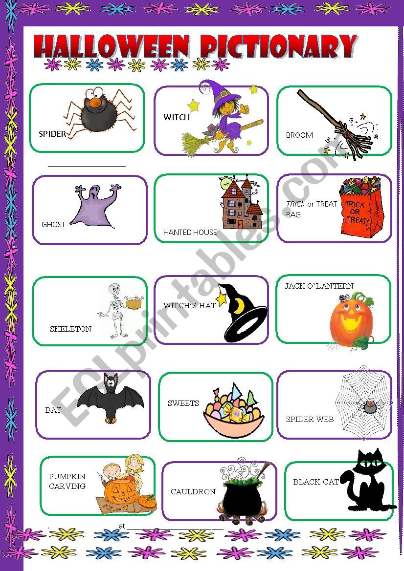Halloween pictionary worksheet