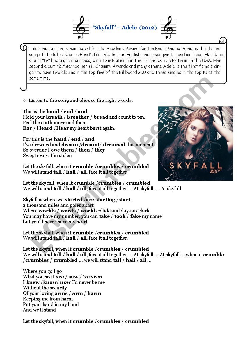 Skyfall worksheet