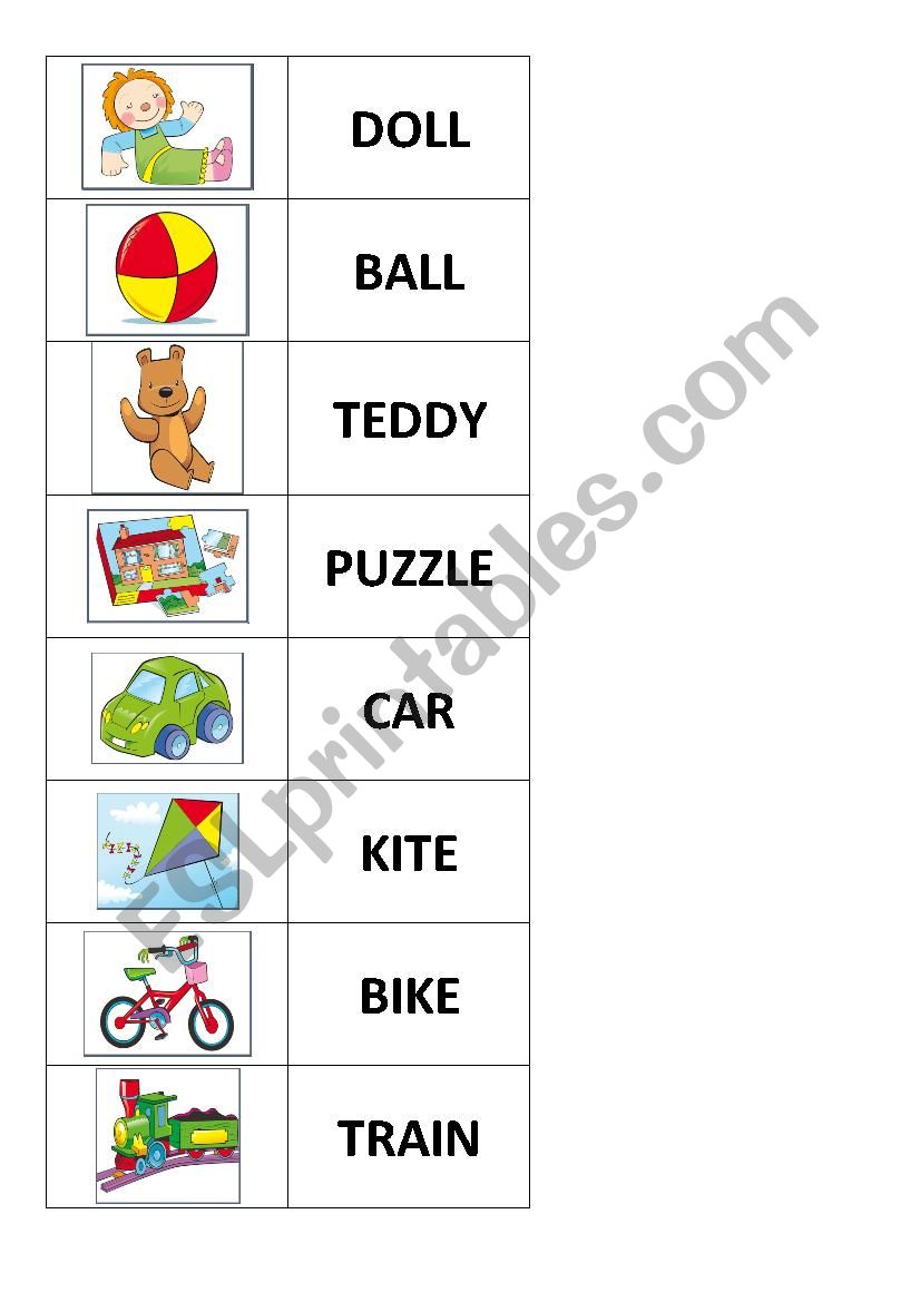 toys small cards worksheet
