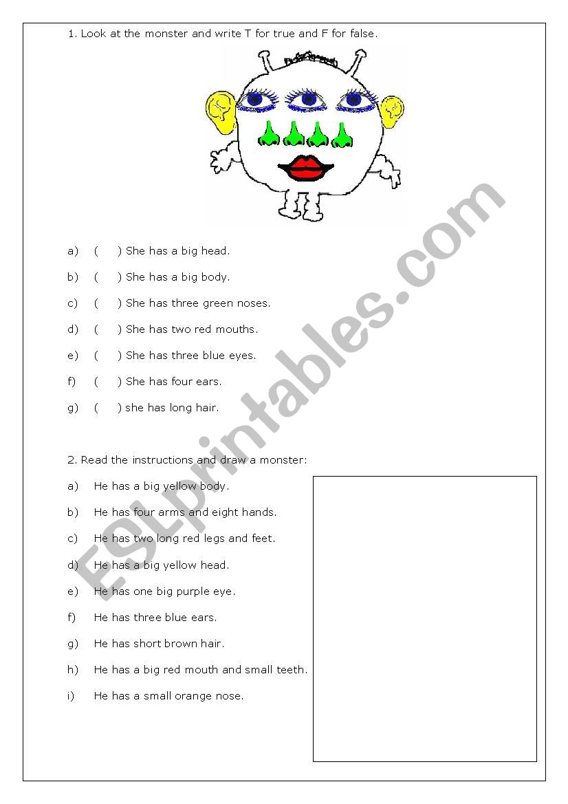 Body parts worksheet