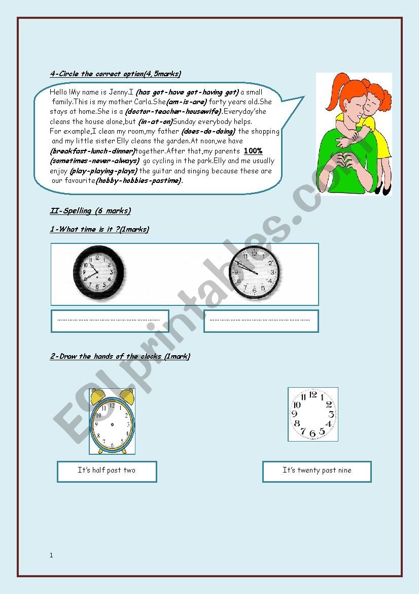 second part of mid-term test 1 (7th forms)