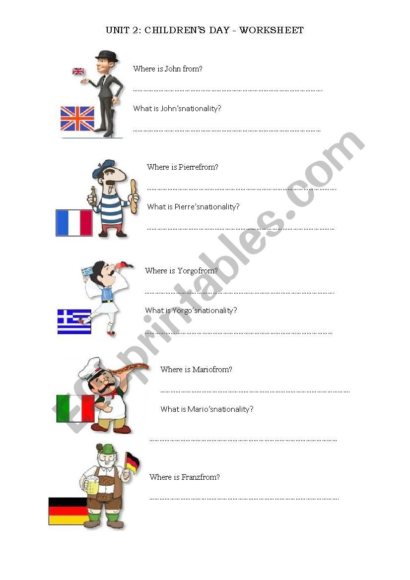 Countries and Nationalities worksheet