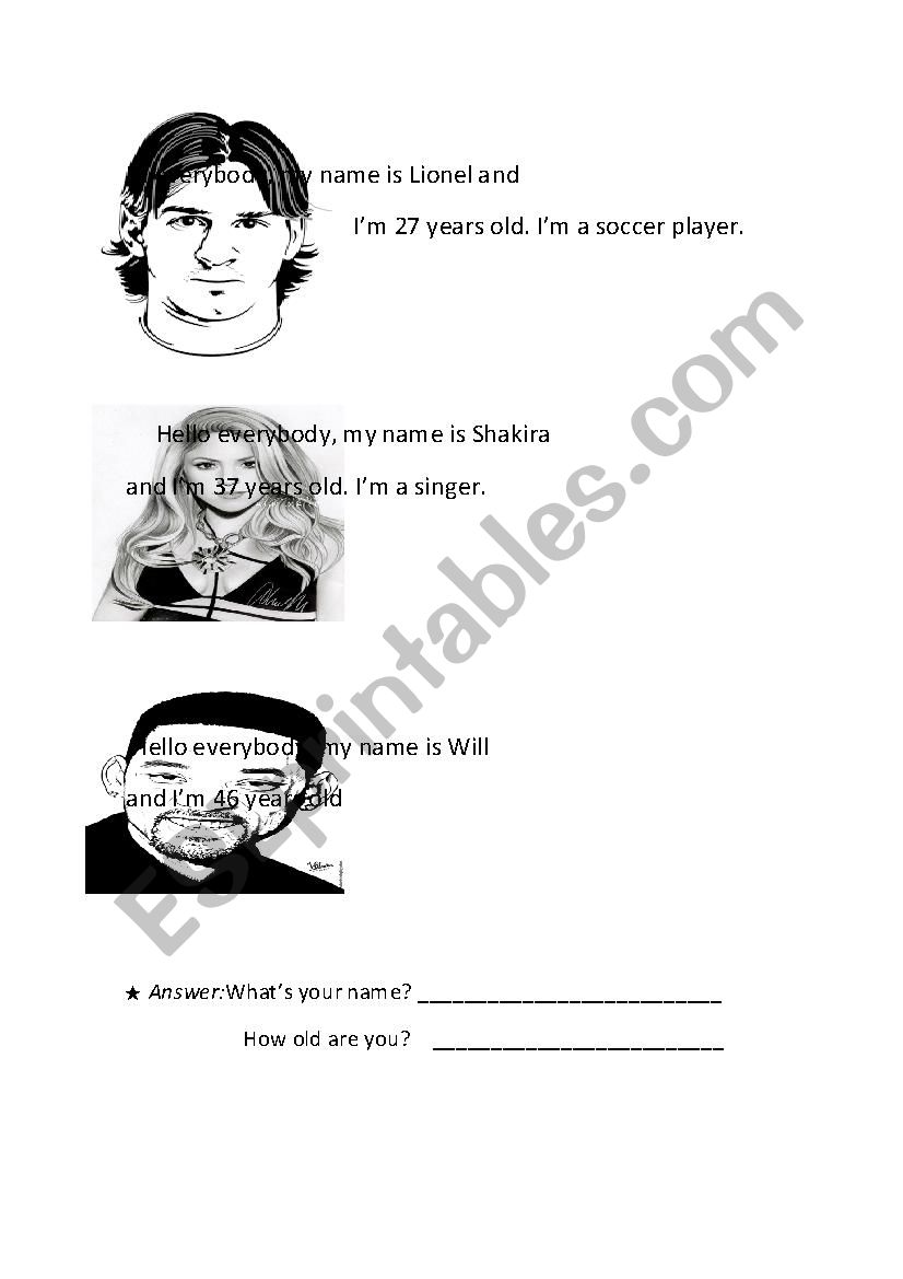 Basic Personal information worksheet