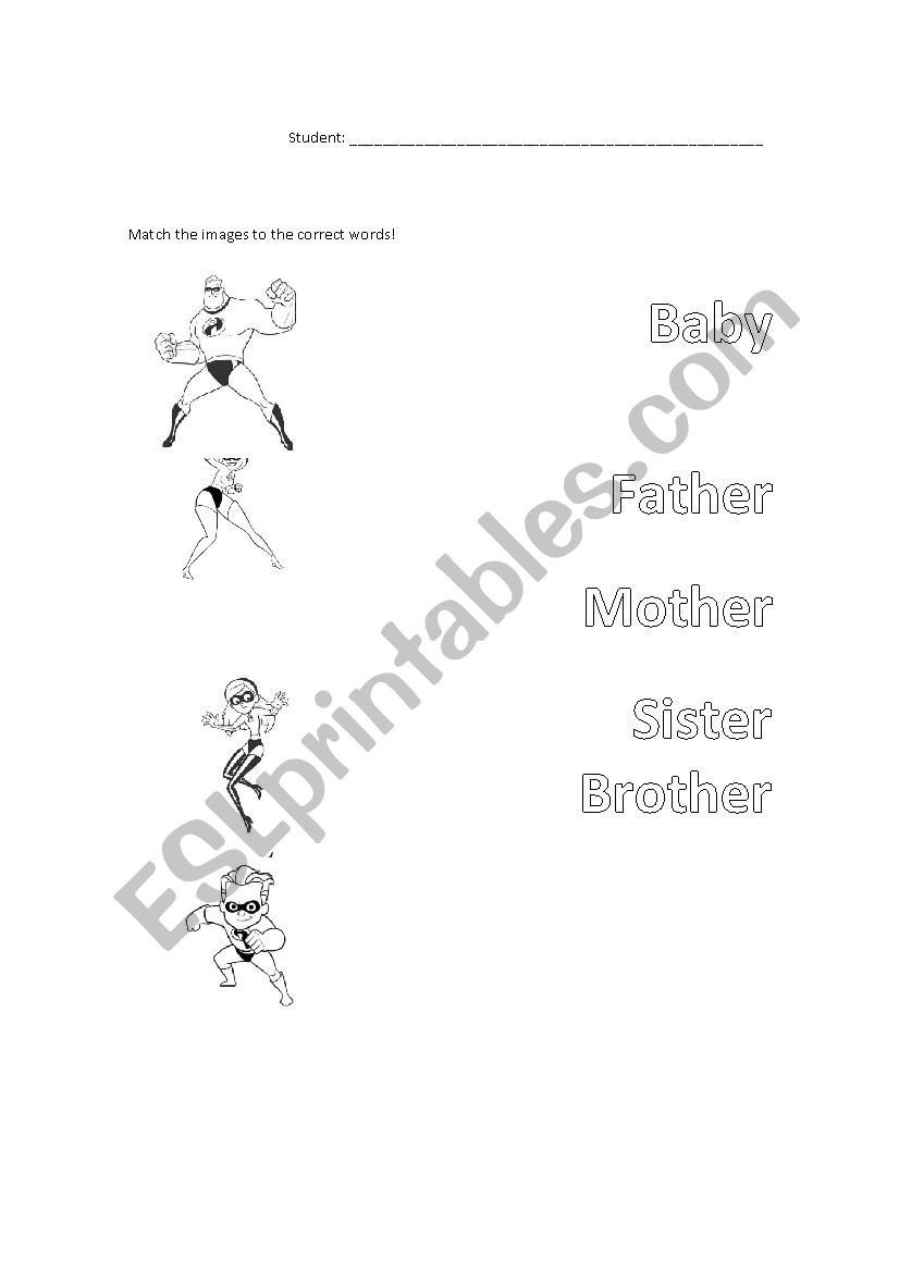 Members of the family worksheet
