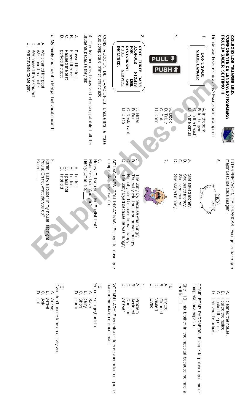 KNOWLEDGE TEST  worksheet