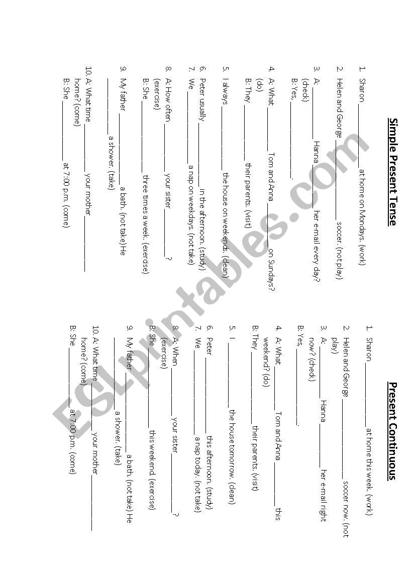 Simple Present Vs. Present Continuous