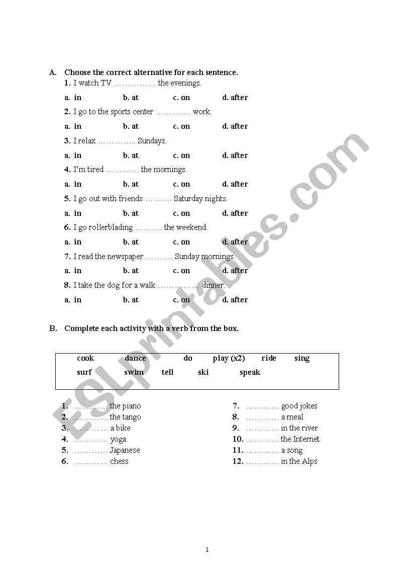 vocabulary worksheet