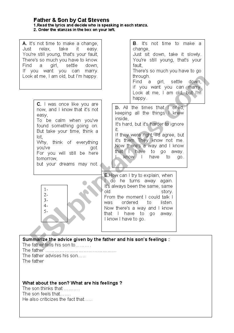 Father and Son- reading and listening activity