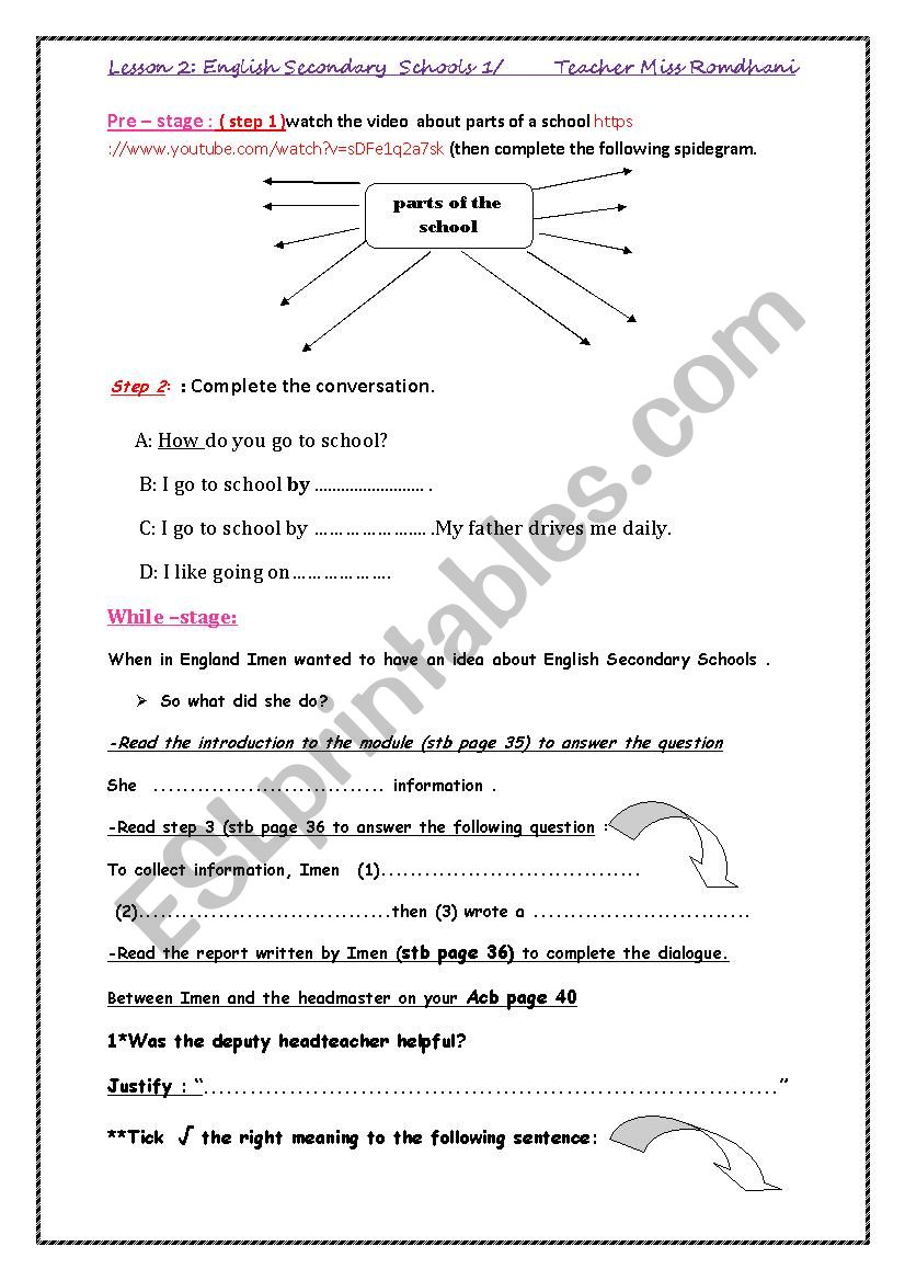 Module 2 lesson 1 English secondary schools