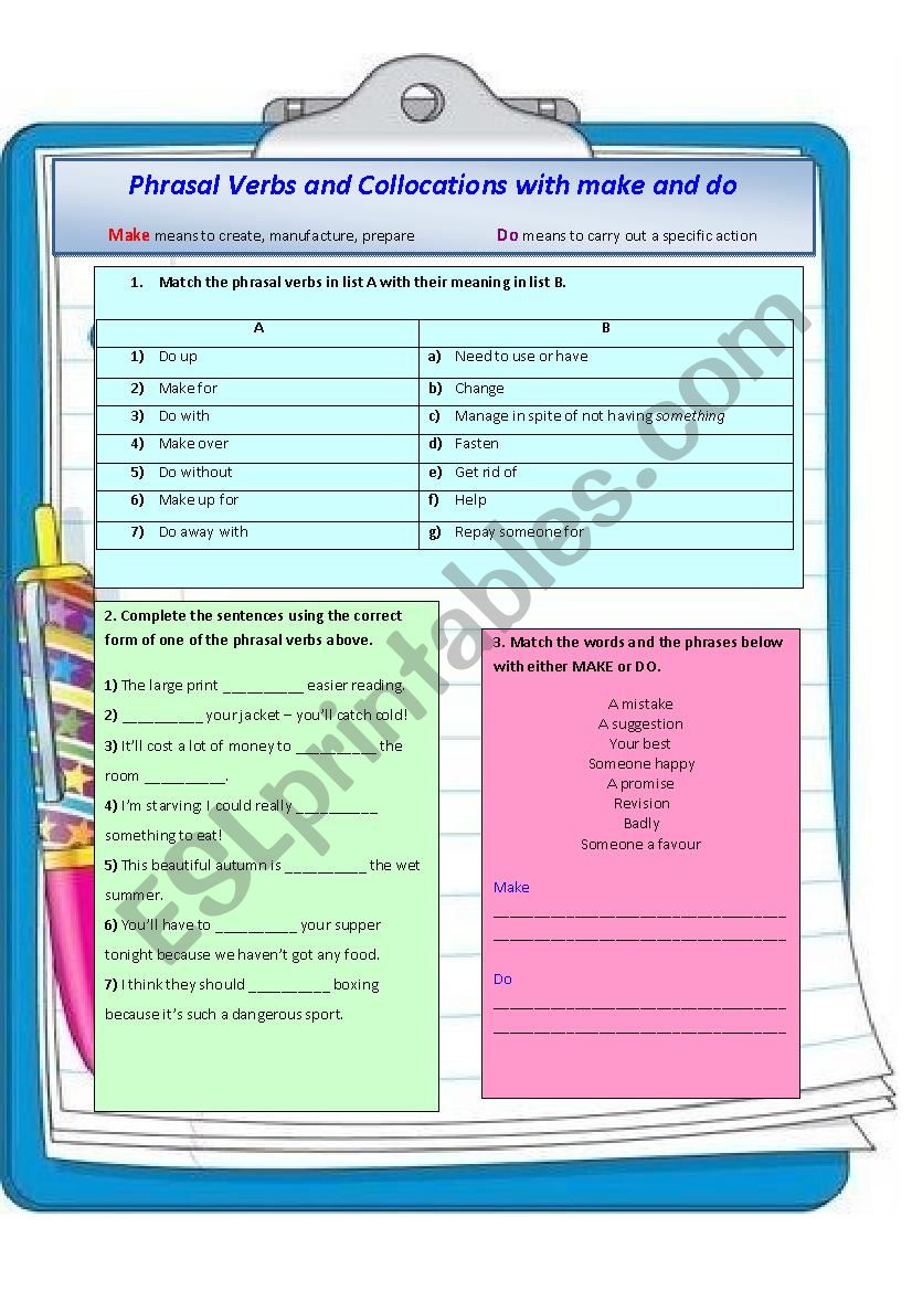 MAKE or DO worksheet