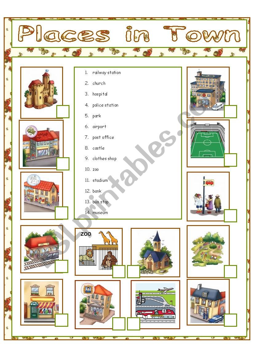 Places in Town worksheet