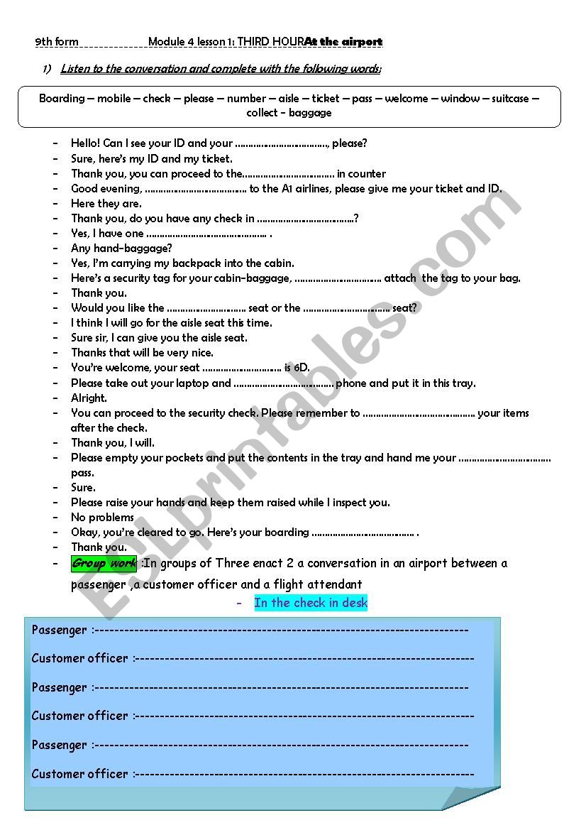 9th form Module 4 lesson 1 