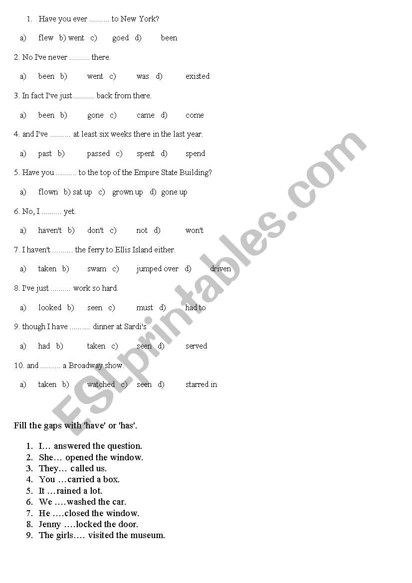 test worksheet