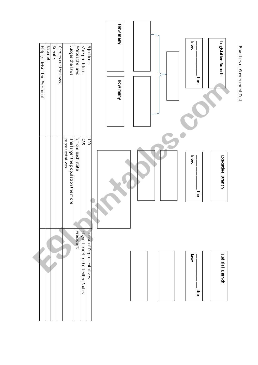 Branches of Government  worksheet