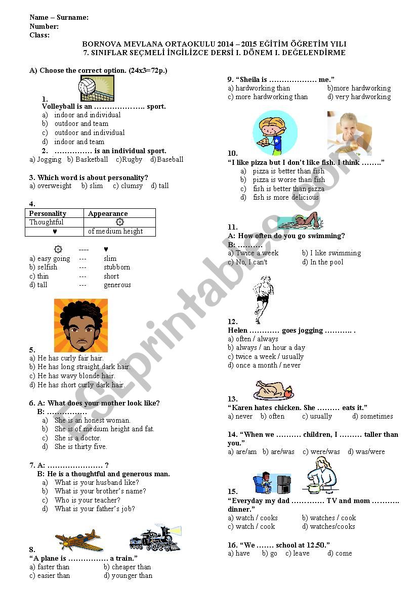 A Test  worksheet