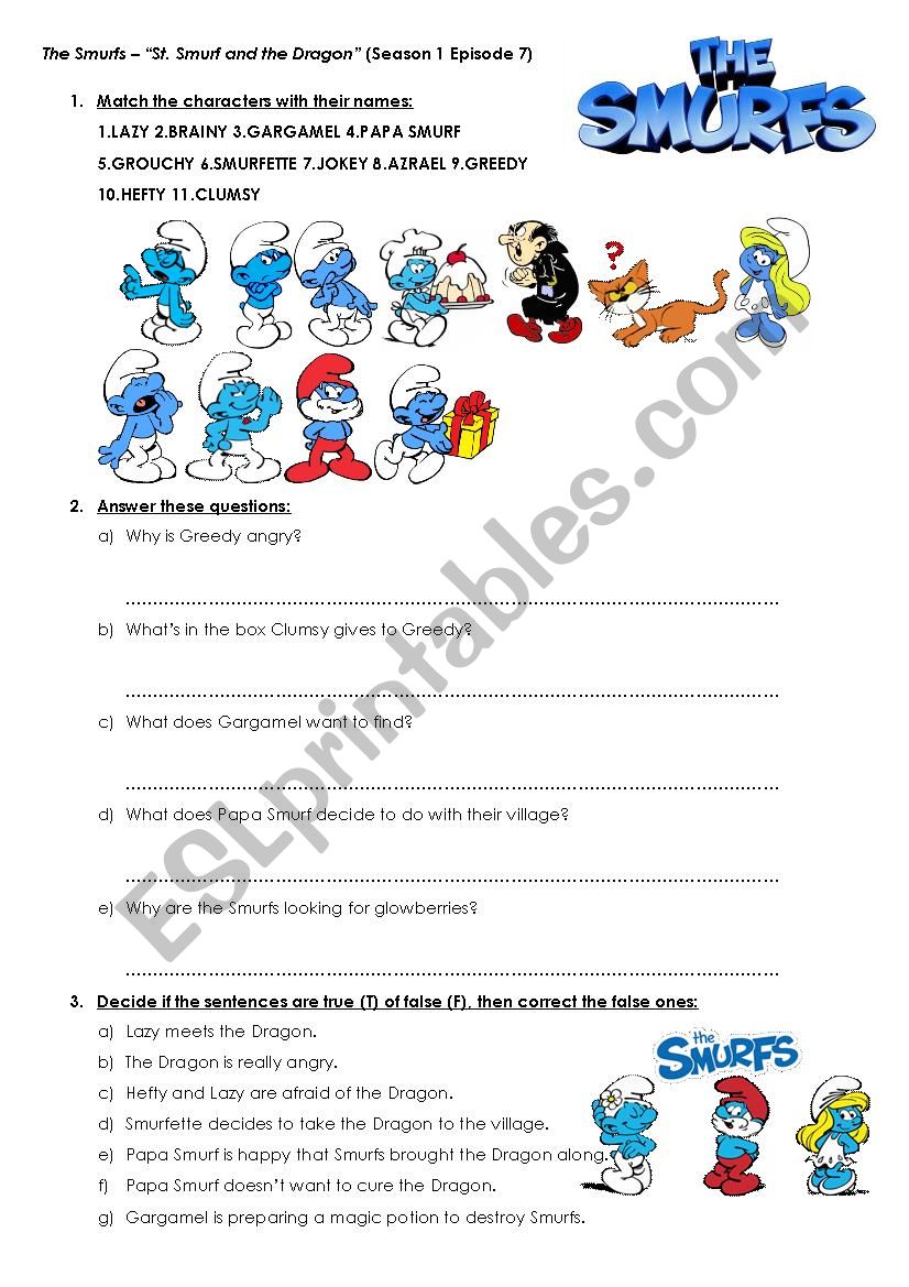 The Smurfs - S01E07 worksheet