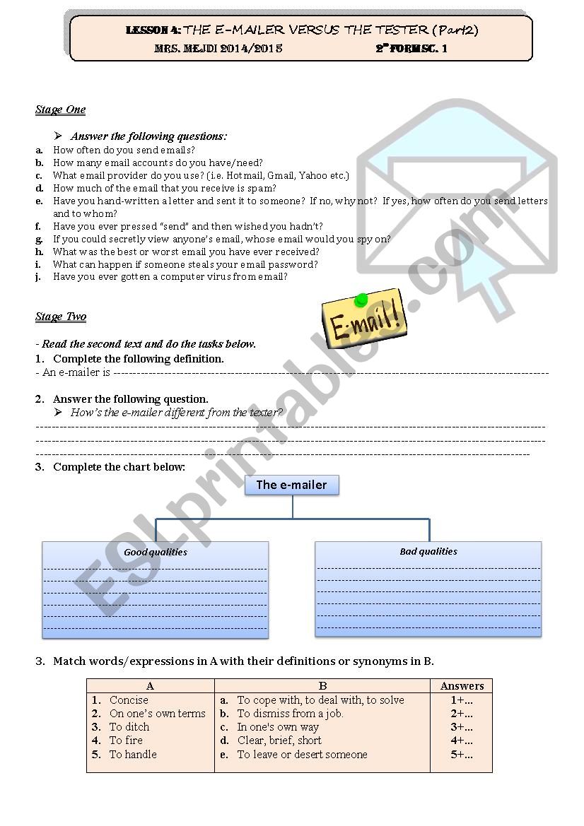 Lesson 5 2nd Form: The e-mailer versus the texter Part 2