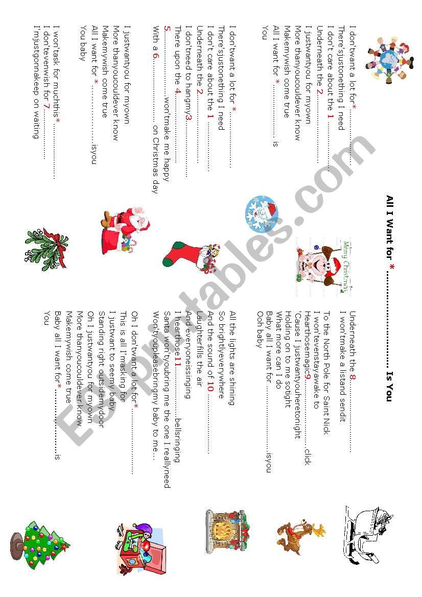 Christmas song worksheet