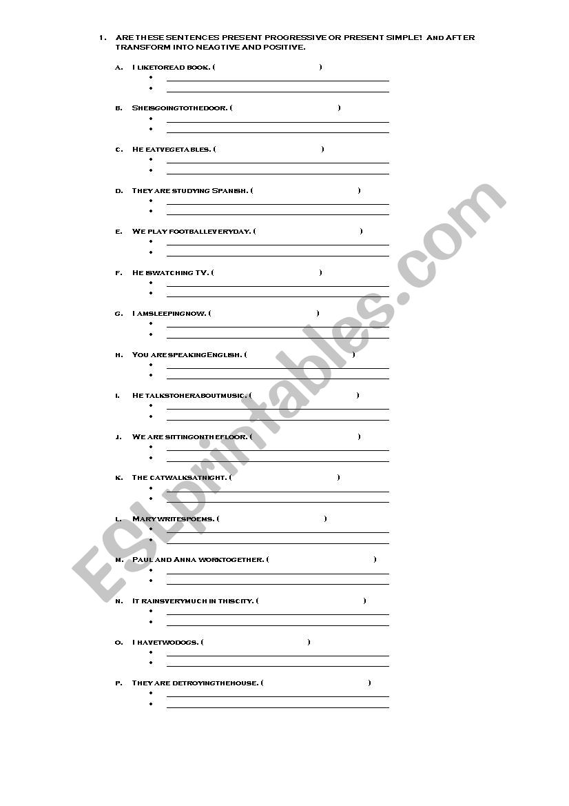 present simple progressive worksheet