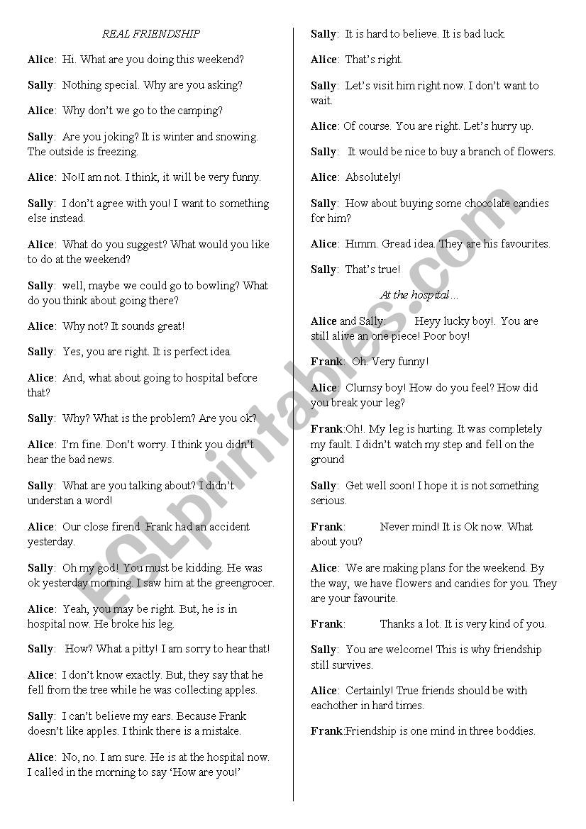 Friendship worksheet