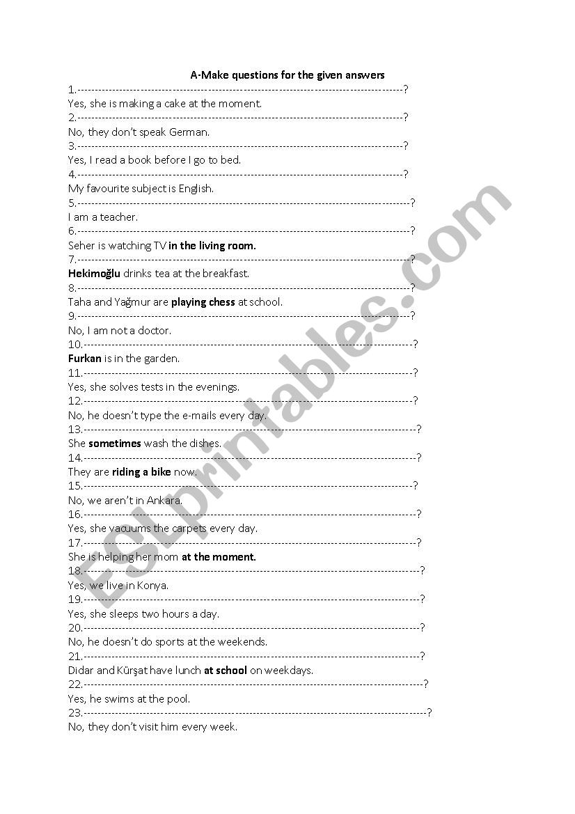 Making Questions worksheet