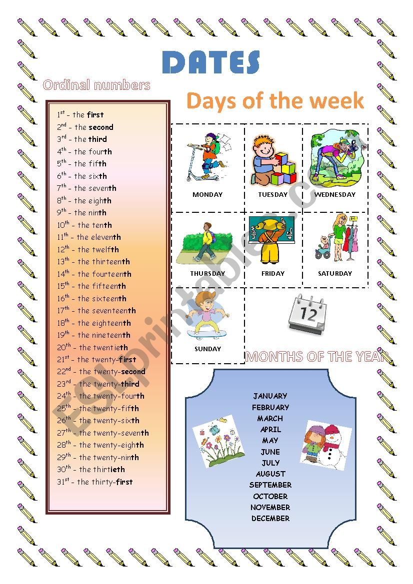 Dates worksheet