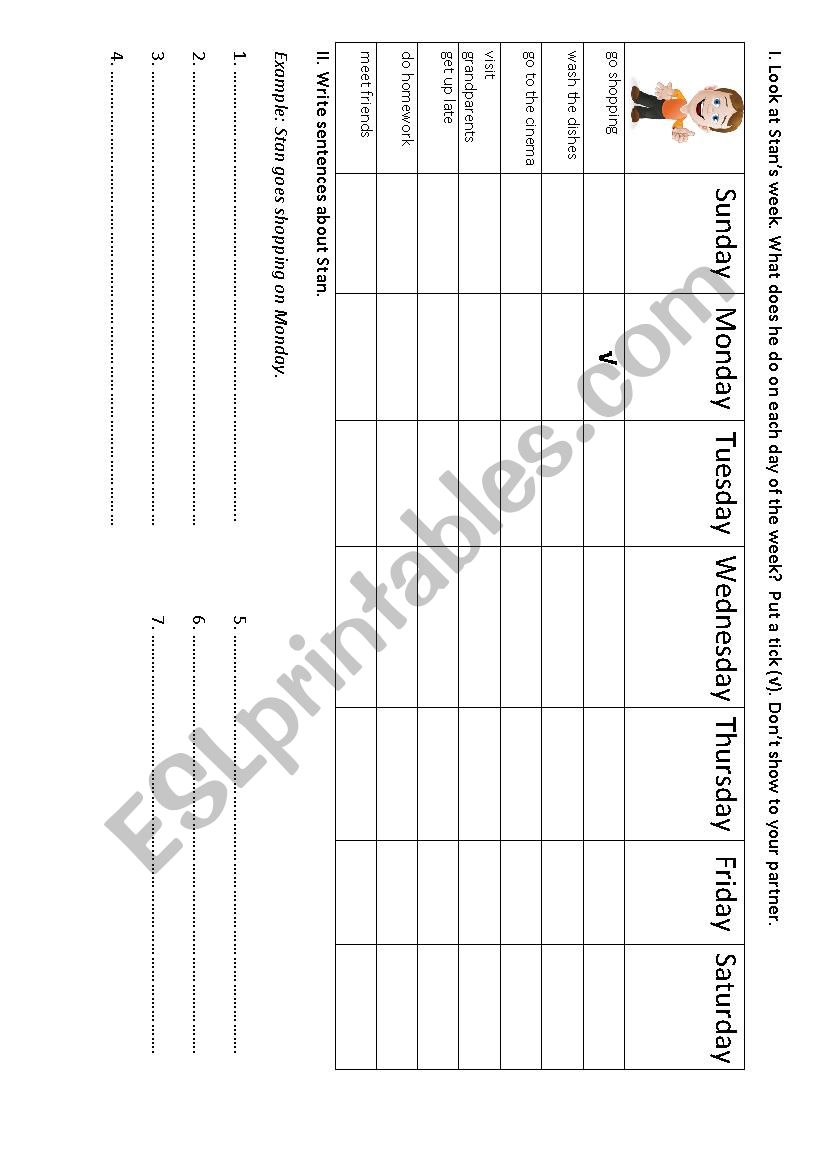 Present Simple. Nora and Stan worksheet