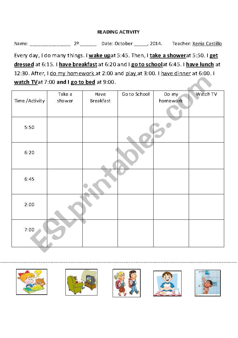 My Daily Routine worksheet