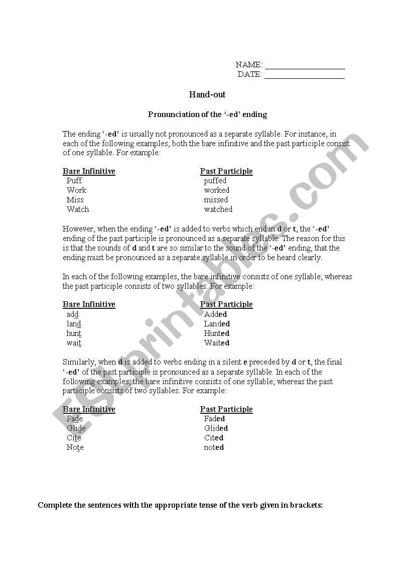 Present Perfect worksheet