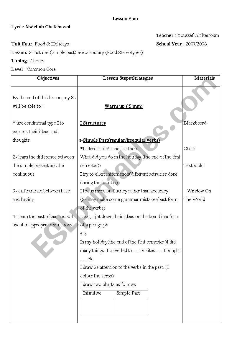 lesson plan worksheet