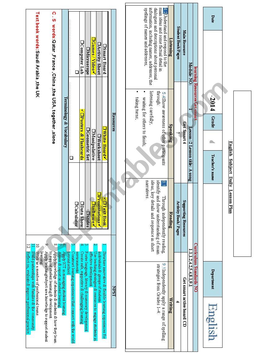 nationalities lesson plan worksheet