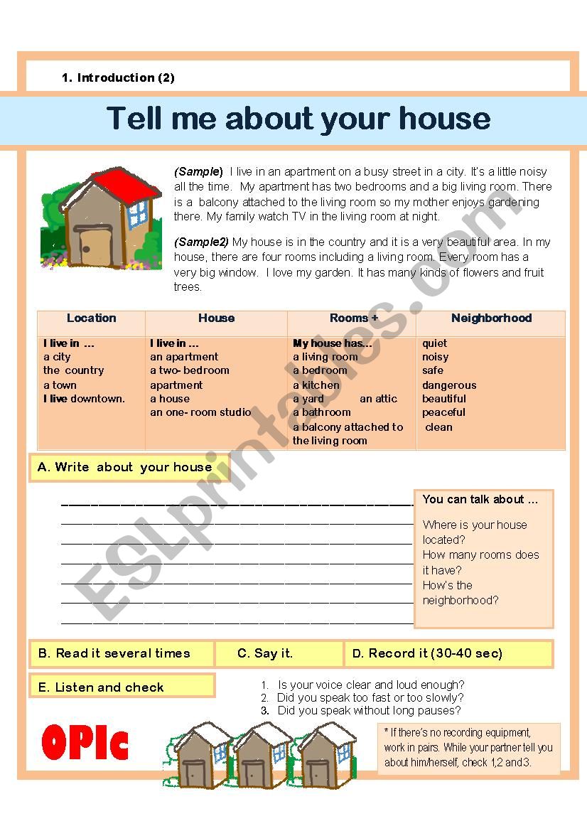 A description of my house – A1 English writing - Test-English