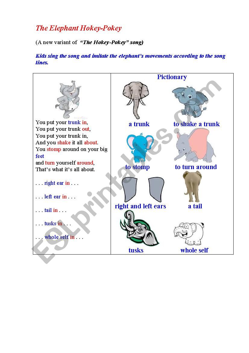 Hockey Pockey (a new variant of an action song with an elephant)