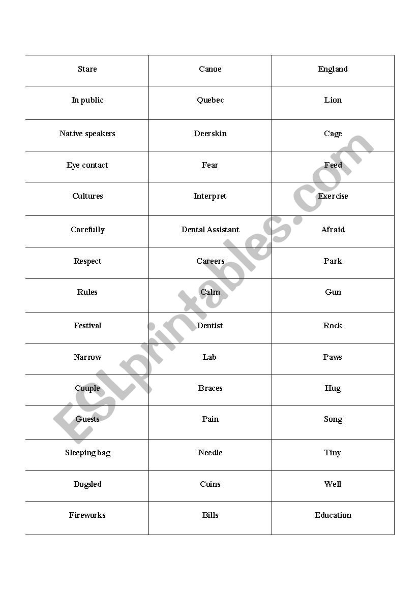 Enhancing Vocab worksheet