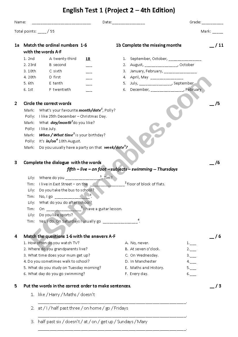 English Test  worksheet