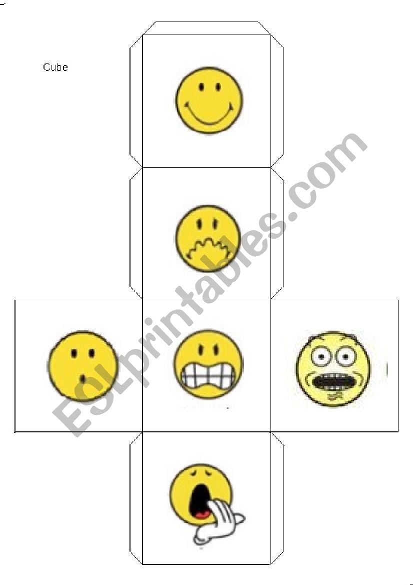 Cube for feelings worksheet