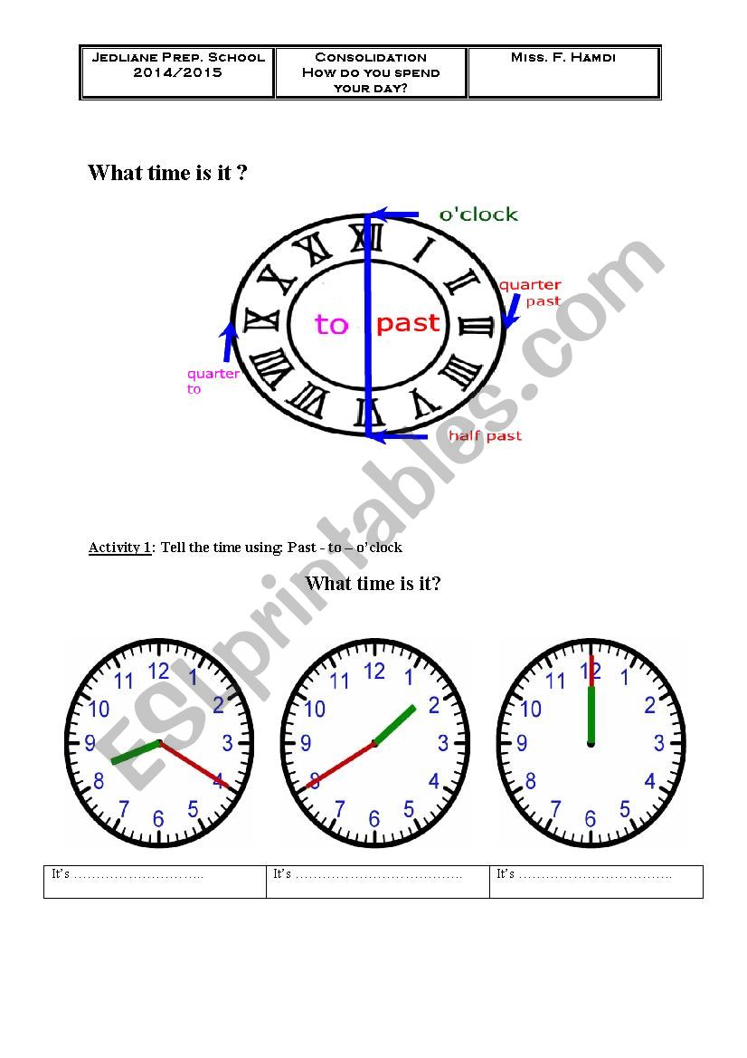 What time is it? worksheet