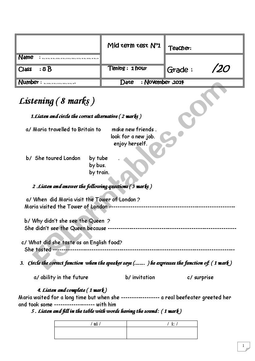 8th mid term 1 worksheet