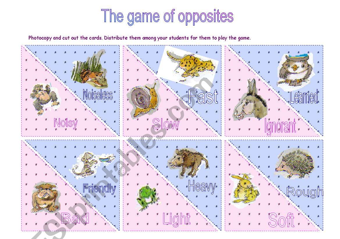 The game of opposites (2/2) worksheet